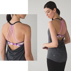 Lululemon Lighten Up Tank Bra Tiger Space Dye Dark Slate Blooming Pixie Pink Sz4
